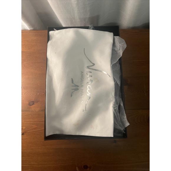 Angela Nuran Vintage Open Toe Adjustable Strap Satin‎ Black Heels 7.5 - Picture 16 of 16